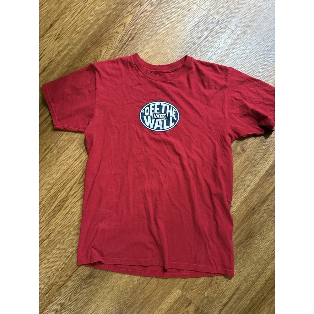 Vans Men's Off The Wall Logo T-Shirt Red Size Medium